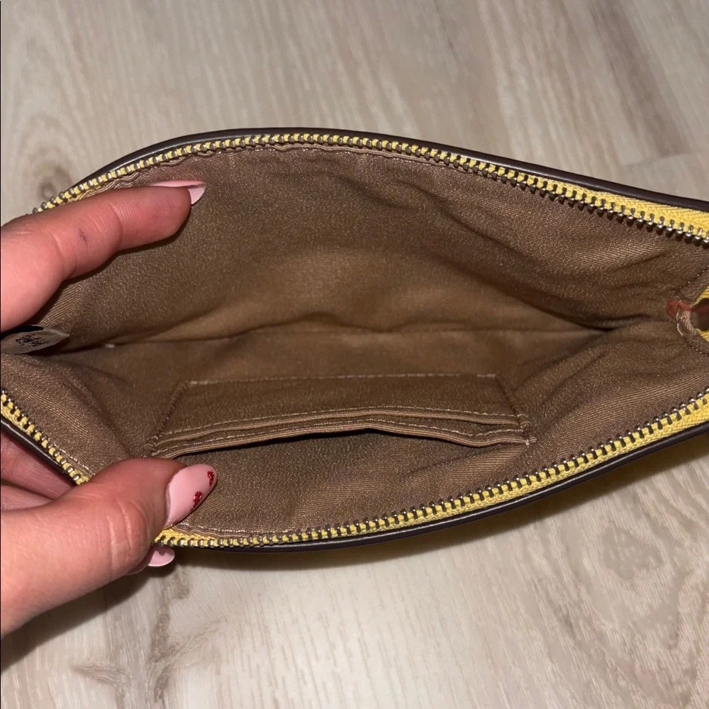 COACH Yellow “Daisy” Leather Wristlet Clutch - Picture 7 of 7